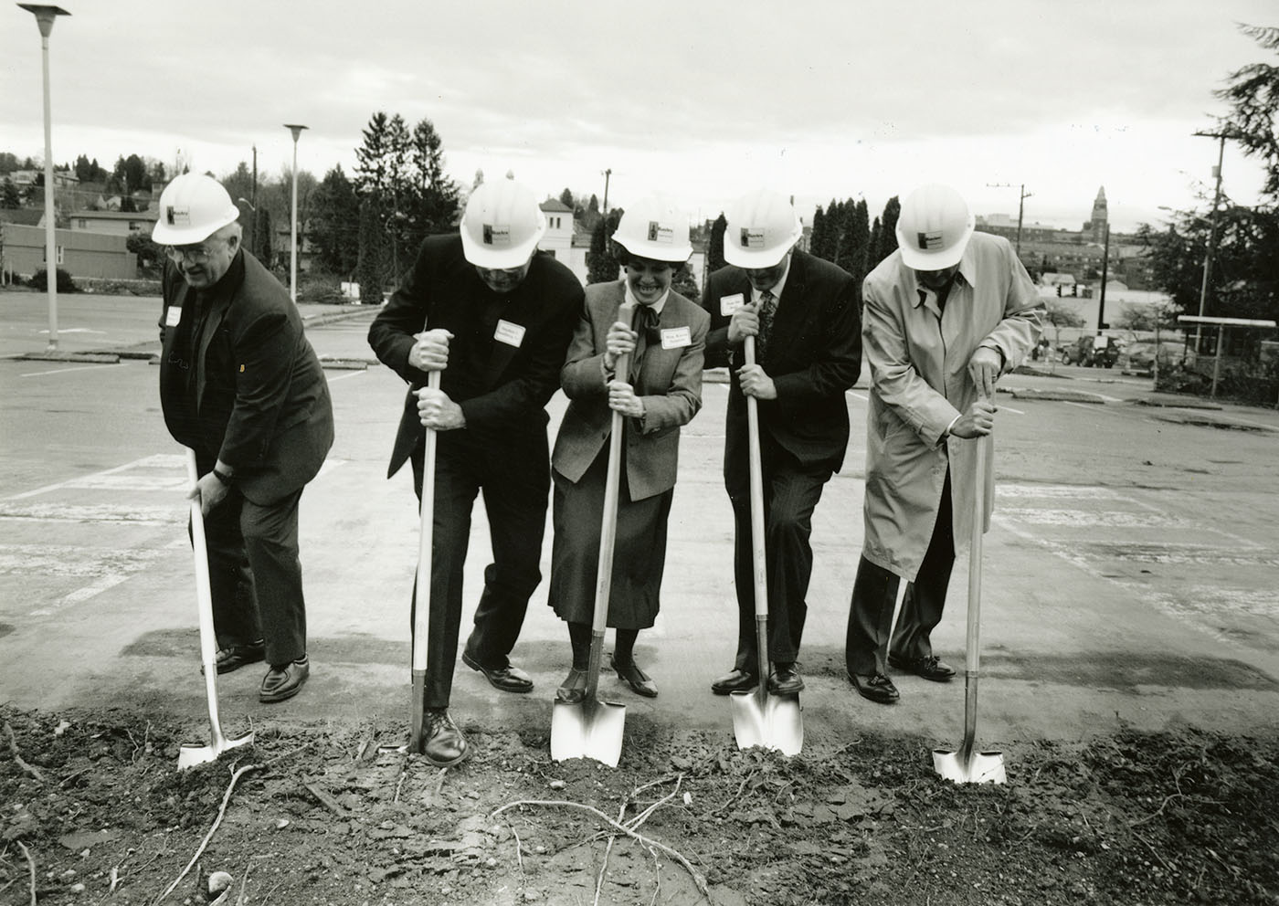 Breaking ground (with shovels) ceremony at the site that would become Sullivan Hall (1998)