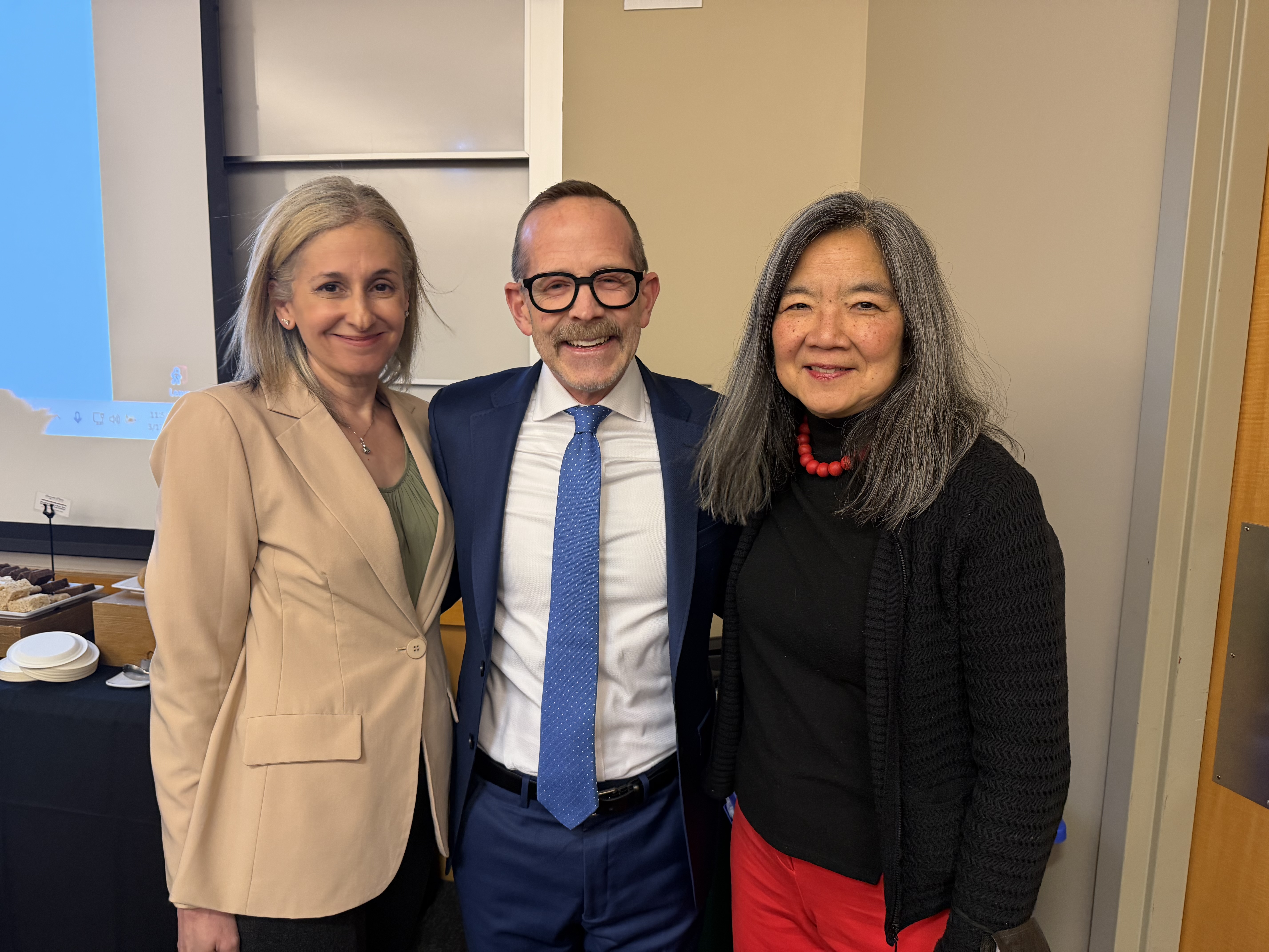 Professor Deliganis; Dr. Christopher Austin; TILE Institute Faculty Director Margaret Chon.