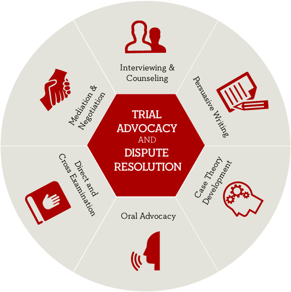 Graphic depicting Trial Advocacy and Dispute Resolution