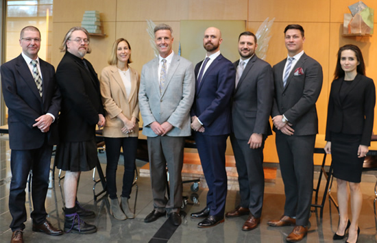 2020 Incubator Program cohort. Left to right: Eric Landeen, Sarterus Rowe, Kerry Clayman, Stan Perkins, Chris Paul Hendry, Brady Blake, Brett Kobes, and Olga Zozulia