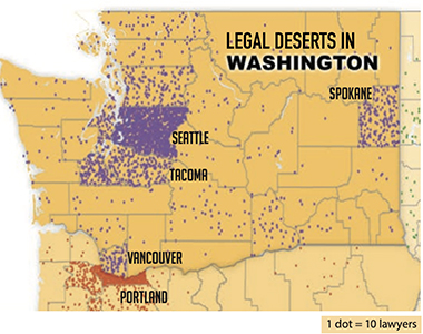A graphic showing the population of lawyers in Washington State