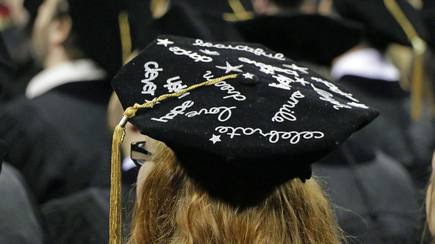 Grad cap with writing