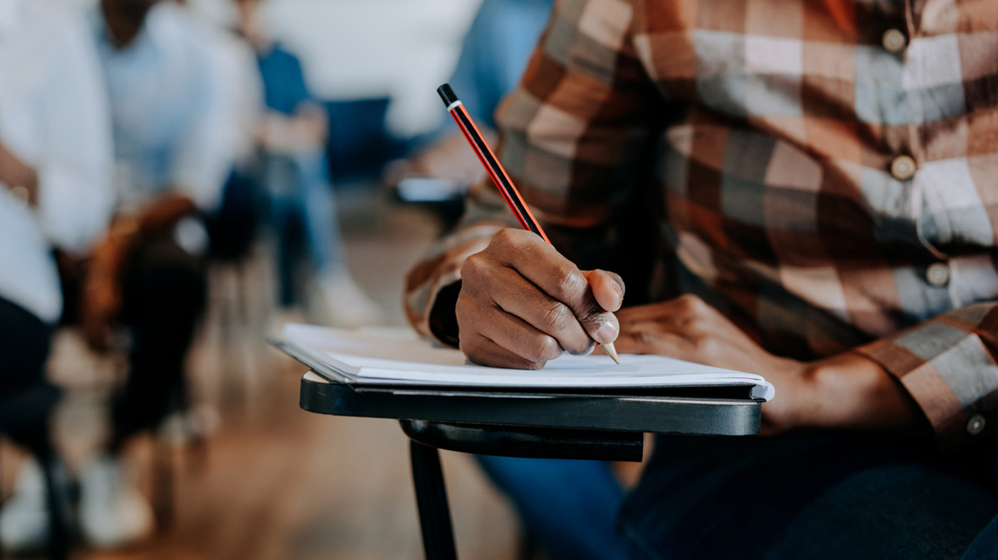 Students taking an exam