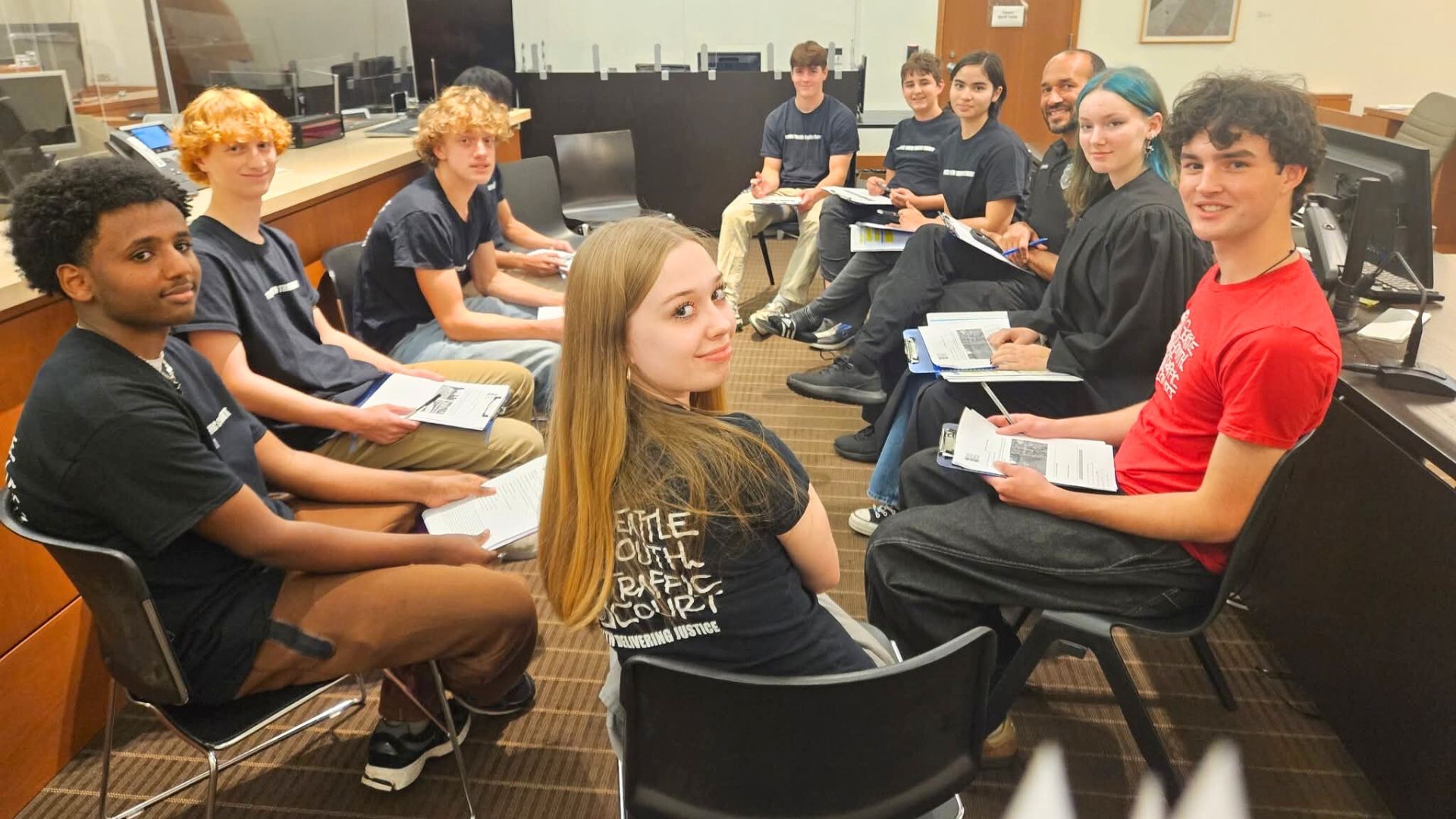 A circle of students