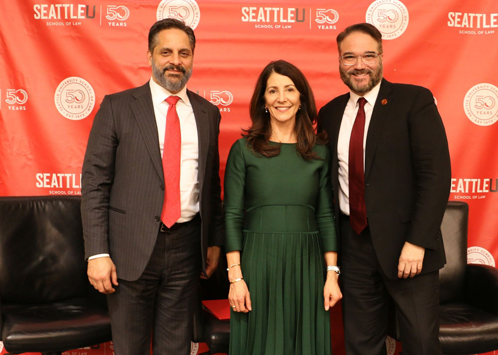 Eduardo M. Peñalver, Julie Anne Nordstrom, and Anthony E. Varona at Luminaries in Law event (2024)