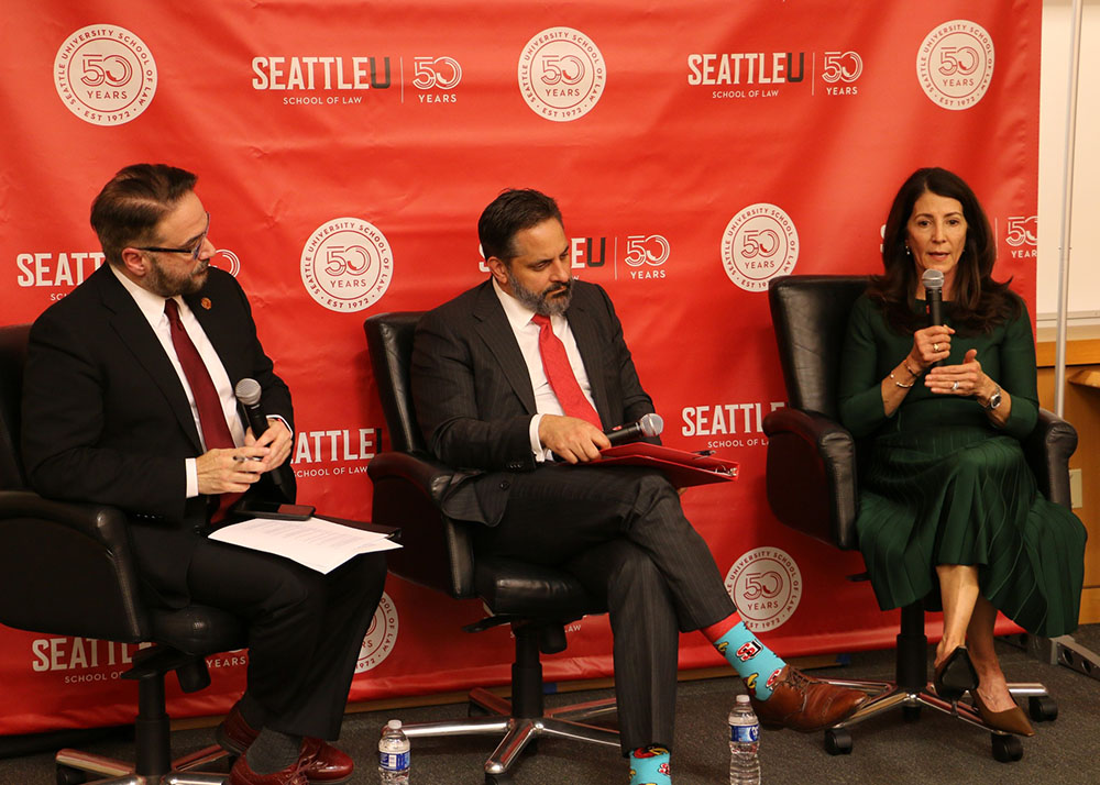 Anthony E. Varona, Eduardo M. Peñalver, and Julie Anne Nordstrom at Luminaries in Law event (2024)